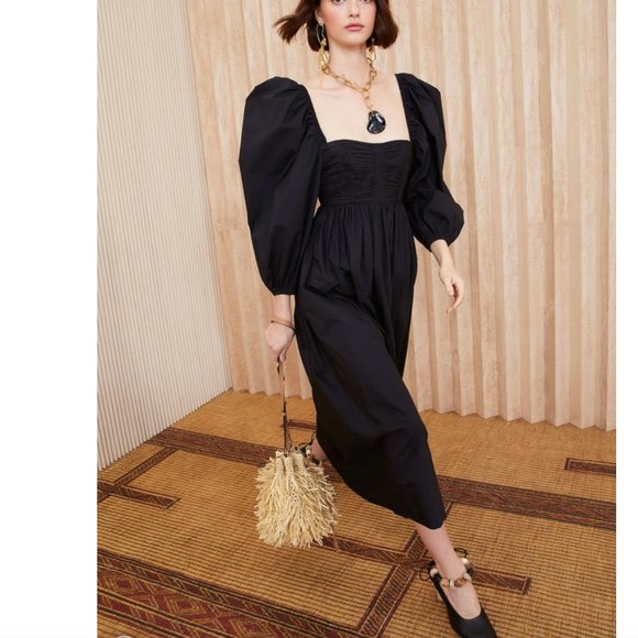 ULLA JOHNSON Lelani cotton poplin midi dress - Size US 2 - Picture 2 of 14